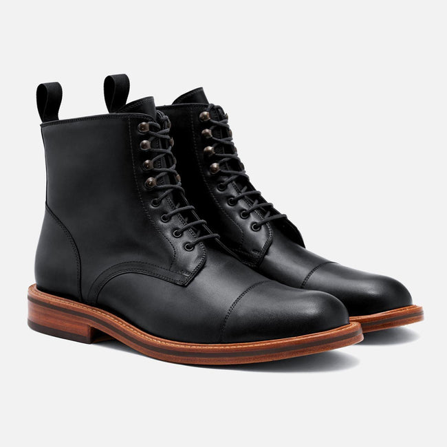*SECONDS* Dowler Cap-toe Boot - Calfskin Leather - Black