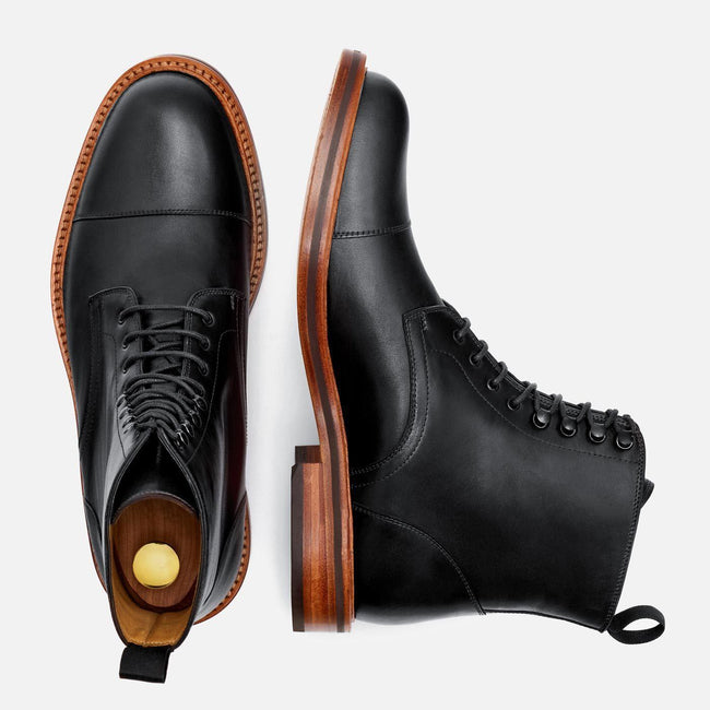 *SECONDS* Dowler Cap-toe Boot - Calfskin Leather - Black