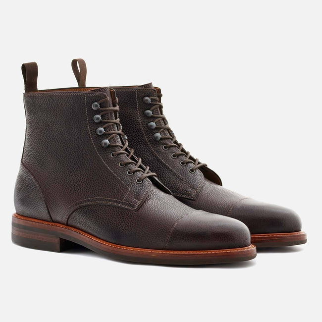 *SECONDS* Dowler cap-toe Boots - Pebble grain leather - Brown
