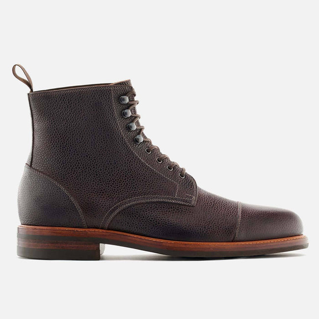 *SECONDS* Dowler cap-toe Boots - Pebble grain leather - Brown