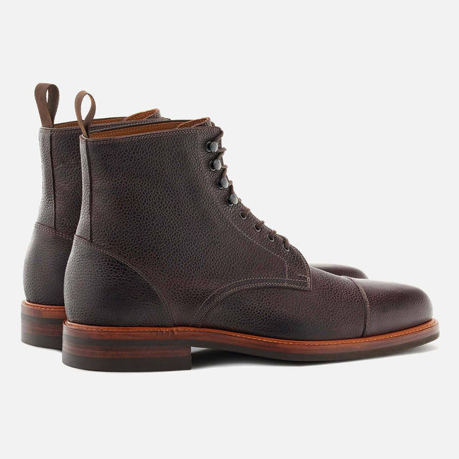 *SECONDS* Dowler cap-toe Boots - Pebble grain leather - Brown