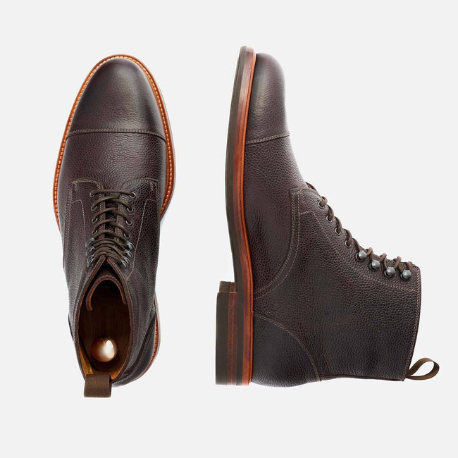 *SECONDS* Dowler cap-toe Boots - Pebble grain leather - Brown