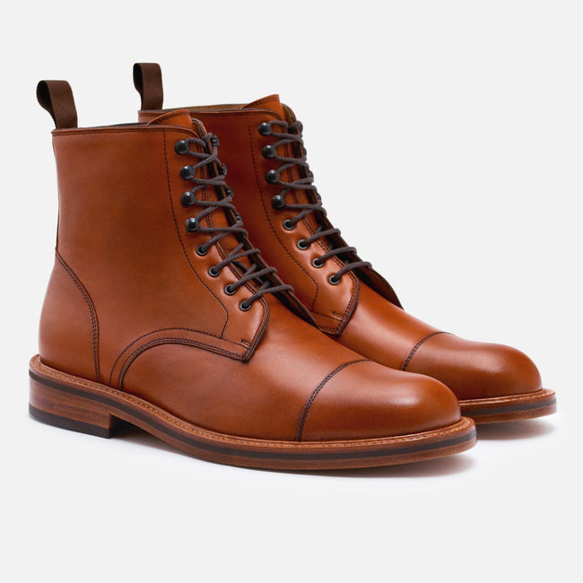 *SECONDS* Dowler Cap-toe Boot - Calfskin Leather - Tan