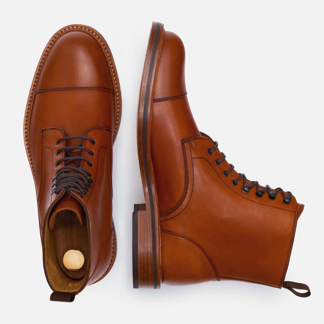 *SECONDS* Dowler Cap-toe Boot - Calfskin Leather - Tan