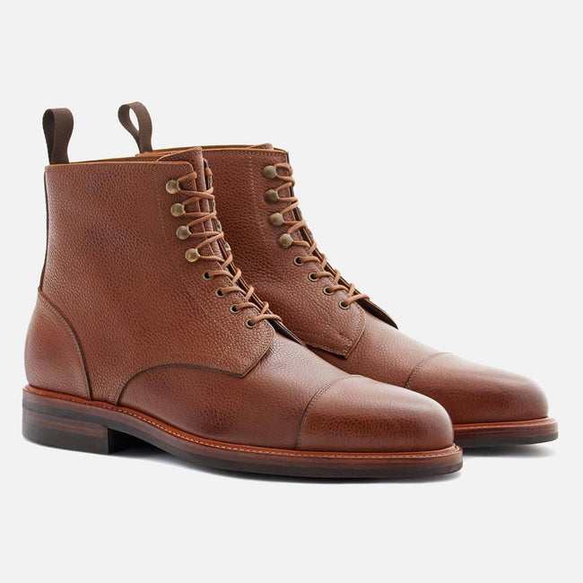 *SECONDS* Dowler cap-toe Boots - Pebble grain leather - Tan