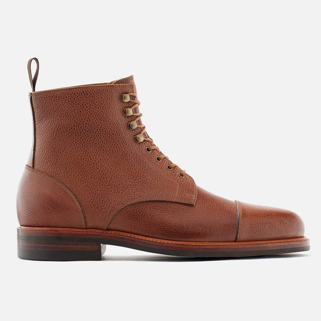 *SECONDS* Dowler cap-toe Boots - Pebble grain leather - Tan