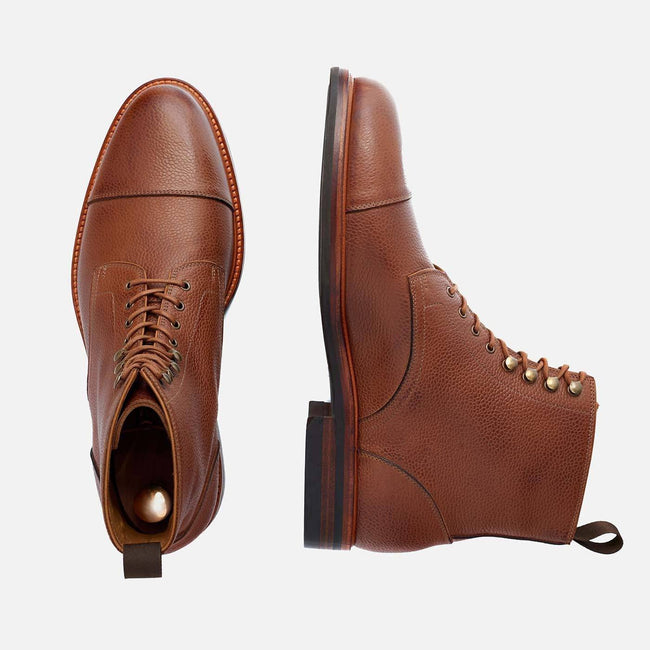 *SECONDS* Dowler cap-toe Boots - Pebble grain leather - Tan