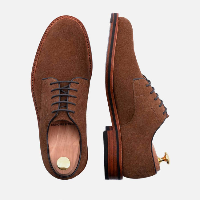 Dunham Derby - Water repellent Suede - Chestnut
