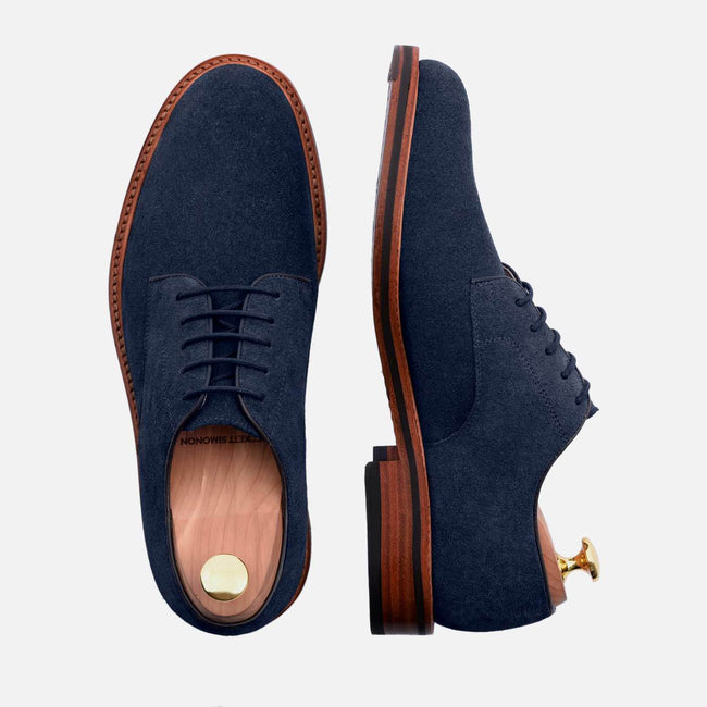 Dunham Derby - Water repellent Suede - Navy