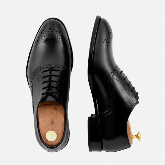 Brent Oxford - Calfskin Leather - Black