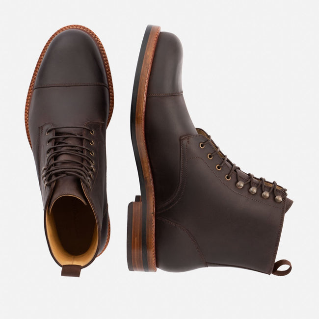 Dowler Cap-toe Boot - Pull-Up Leather - Dark Brown