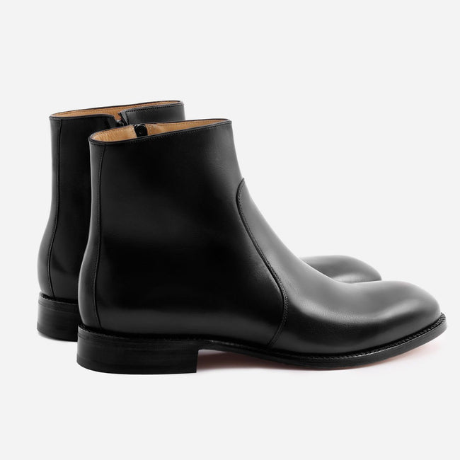 Easton Side-Zip Boot - Calfskin Leather - Black