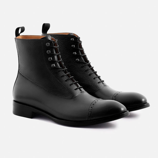 Elliot Balmoral Boot - Calfskin Pebble Leather - Black