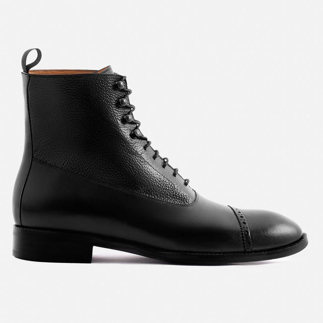 Elliot Balmoral Boot - Calfskin Pebble Leather - Black