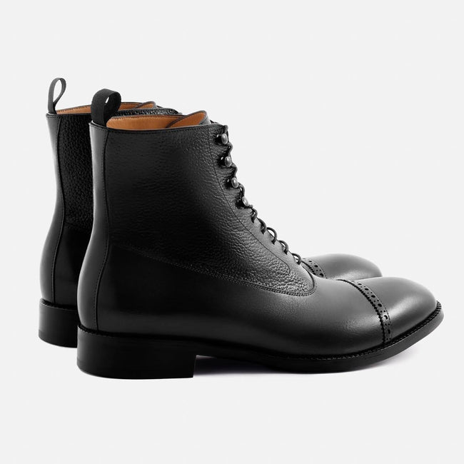 Elliot Balmoral Boot - Calfskin Pebble Leather - Black