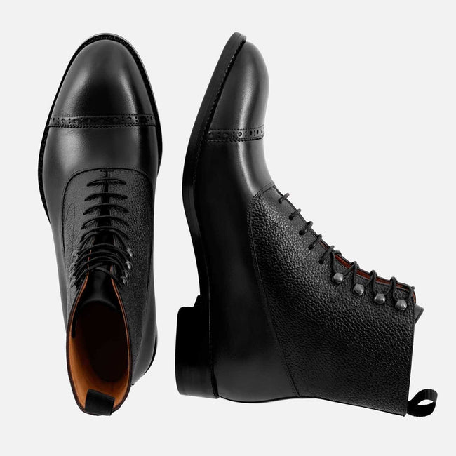Elliot Balmoral Boot - Calfskin Pebble Leather - Black