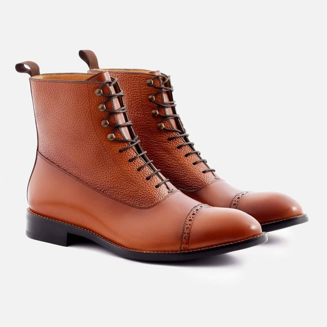 Elliot Balmoral Boot - Calfskin Pebble Leather - Tan