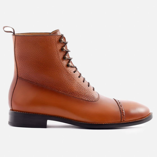 Elliot Balmoral Boot - Calfskin Pebble Leather - Tan