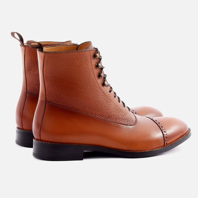 Elliot Balmoral Boot - Calfskin Pebble Leather - Tan