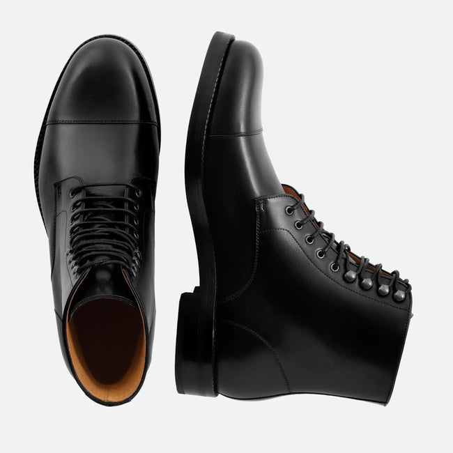 Lorenzo Cap-toe Boot - Calfskin Leather - Black